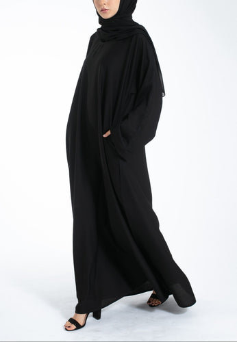 Silk Nida Luxe – Classic Black Abaya + Hijab
