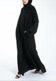 Silk Nida Luxe – Classic Black Abaya + Hijab